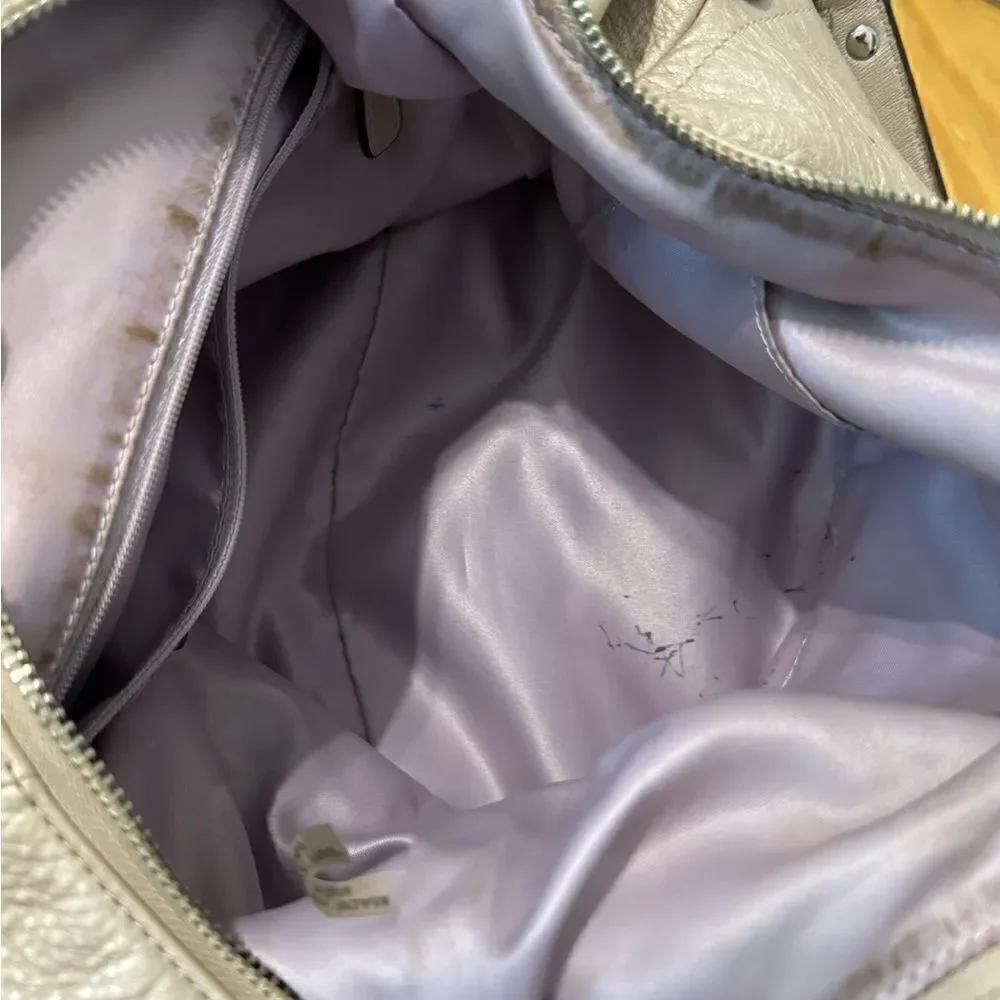 Coach Kristin Leather Large Hobo F22309 Champagne Silver Shoulder Handbag Purse